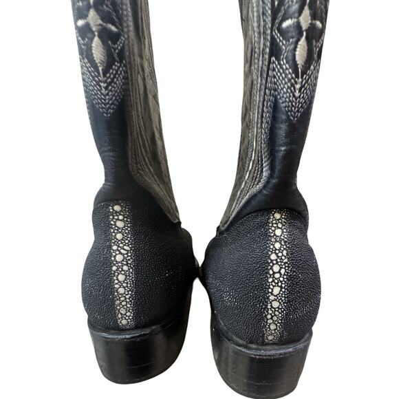 Rare String Ray Black Cowboy Boots Woman Size 7.5 - Picture 5 of 8